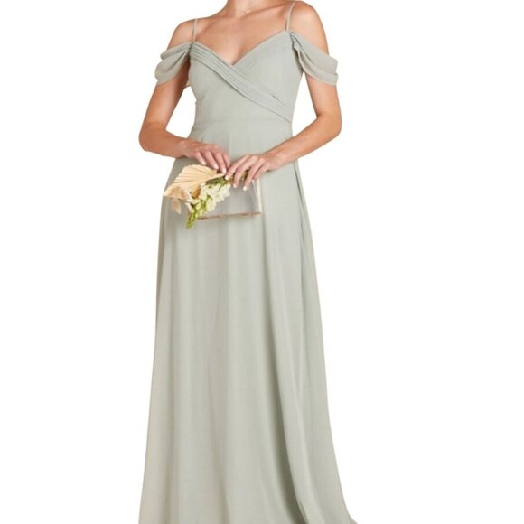 Birdy Grey Spence Convertible Bridesmaid Dress Size M Sage Green Chiffon Maxi - Picture 1 of 9